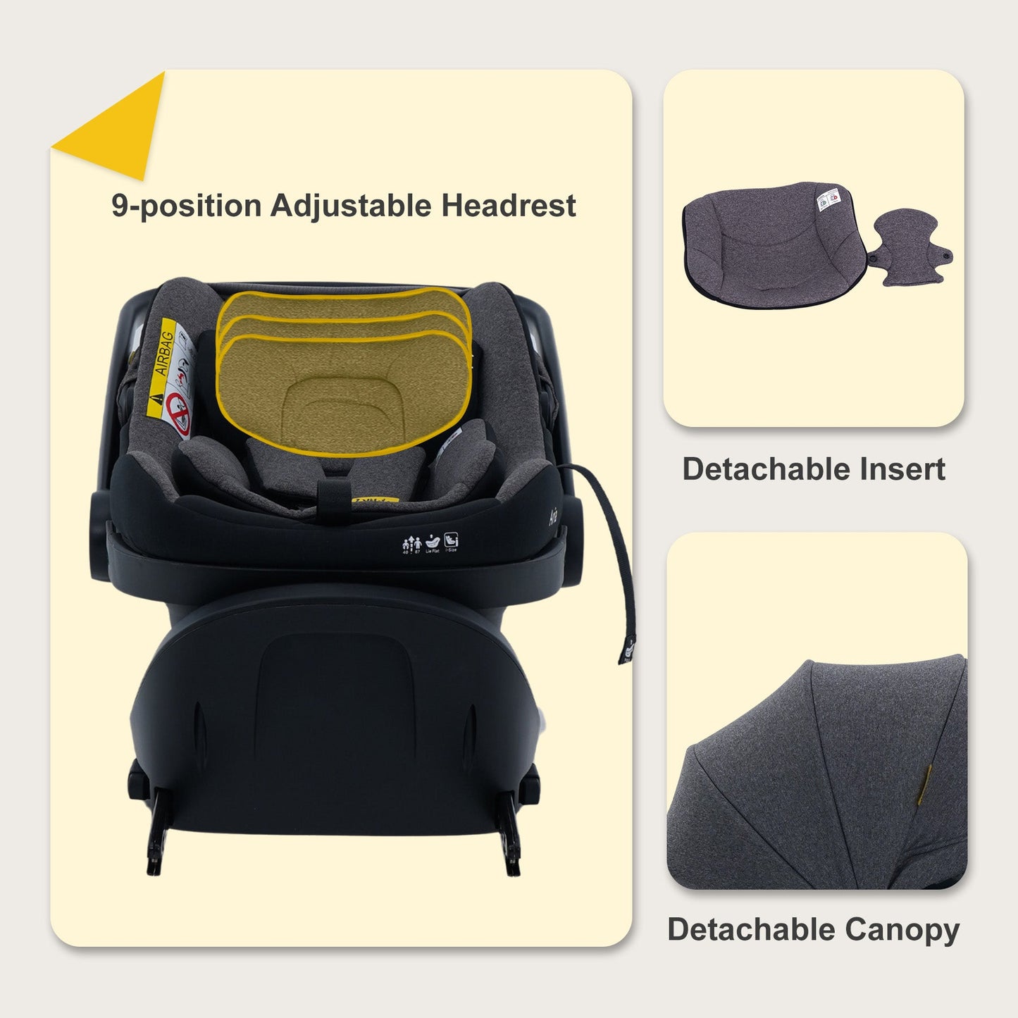 JOVIKIDS Aria R129 Infant Carrier Car Seat With Base（40-87cm）